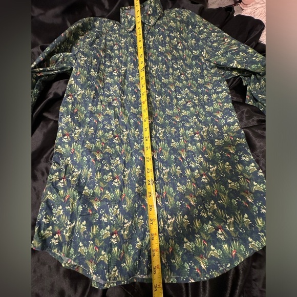 Zara men green printed poplin long sleeve button down shirt - Picture 11 of 11